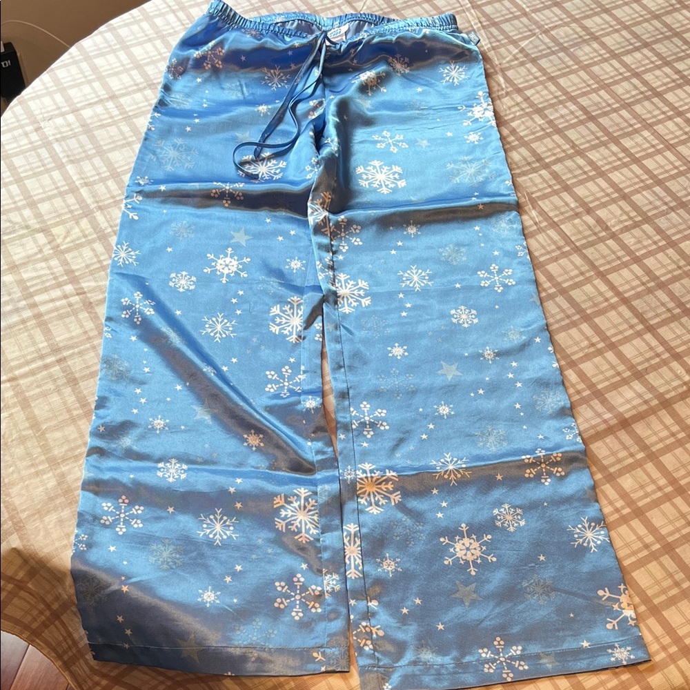 La SENZA Girl Blue Snowflake Silk Pajama Pants